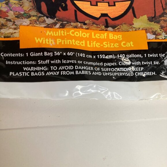 Vintage Sunhill Deluxe Giant Stuff a Pumpkin Leaf Bag w cat 56 x 60" #1 - Picture 6 of 6